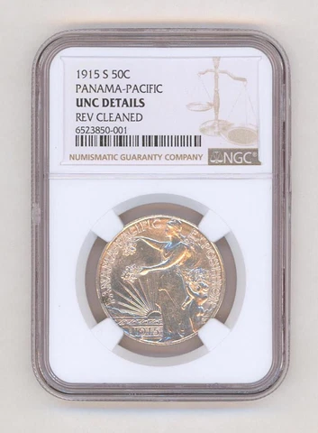 1915-S Panama-Pacific Half Dollar 50C Pan-Pac NGC Uncirculated Details Unc MS Cover