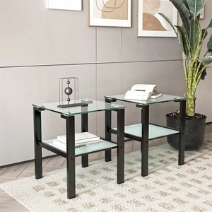 Tea Table Set of 2 Sofa Tea End Side Table Bedside Table for Living Room - Picture 1 of 32