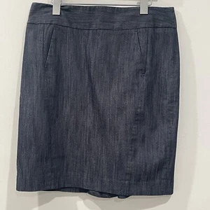 Ann Taylor Loft Chambray blau Rock A-Linie Reißverschluss hinten Taschen Größe 8 - Bild 1 von 9