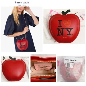 Borsa/borsa a tracolla nuova con etichette Kate Spade X I ❤️NY pelle italiana grande mela catena oro - Foto 1 di 10