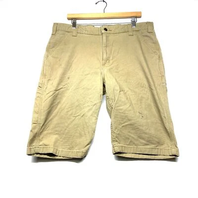 Carhartt Work Shorts Mens 36 Khaki Flat Front Relaxed Fit Fly Zip Slash Pockets - Image 1 of 4