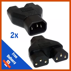 2 x IEC Y Splitter Mains Power Adapter | IEC C14 Male to 2x C13 Splitter Female - Picture 1 of 1