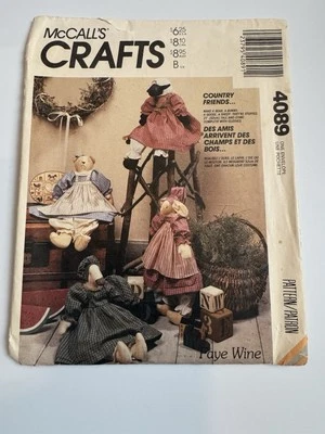 McCalls Crafts Pattern 4089 New Uncut Country Friends Bear Bunny Goose Sheep - Image 1 of 4
