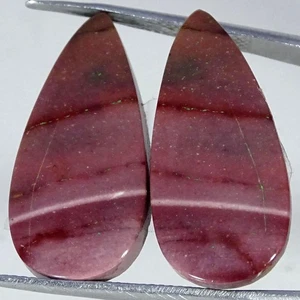 21.60Cts Natural Polygram Jasper Pair Pear Cabochon Pendant Making 12X25X4MM - Picture 1 of 4