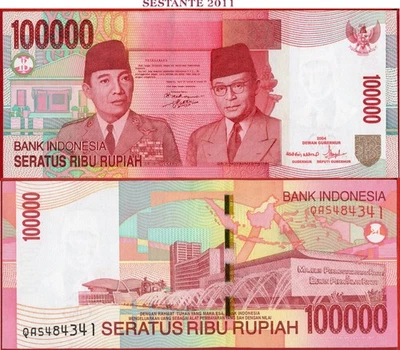 INDONESIA 100.000 100000 RUPIAH 2004 2005 P 146b XF++/AU free shipping from 100$ - Image 1 of 3