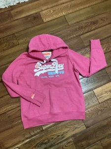 Pink Hoodie With Pouch Real Superdry Premium Entry Fleece XL - Picture 1 of 6