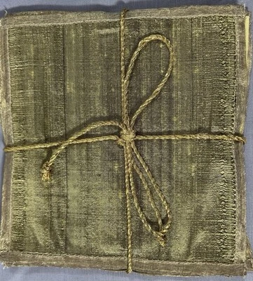 Crate & Barrel Silk Cocktail Napkins 6" x 6" Gold Set of 8 100% Dupion SIlk NEW - Image 1 of 2