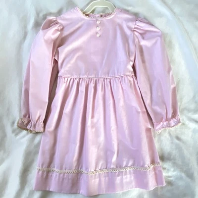 Vintage 70s Pink Dress Boho Prairie Maxi Girls 6x Kate Greenaway Keepsake - Image 1 of 4