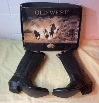 Botas de Vaquero Mujer Old West Negras y Rosa NUEVAS CON ETIQUETAS Y Caja Talla 8.0 Foto 1 de 4