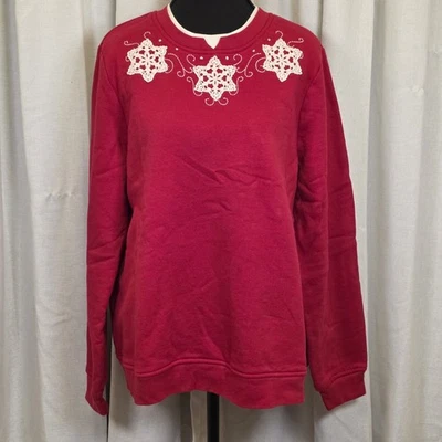 Женская праздничная толстовка Breckenridge M красная кружевная снежинка зимняя вышивка - Изображение 1 из 4