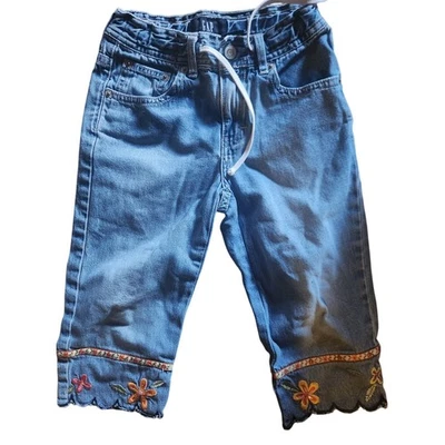 Capris Denim GAP Vintage 1999 Niñas Talla 5T Floral Boho Hippie Niño Pequeño Foto 1 de 3
