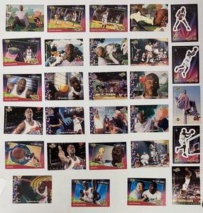 UD Space Jam Michael Jordan 28 Karten Lot Cosmic Showdown Sticker Sneak Peak #23+ - Bild 1 von 7