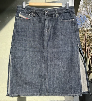 Diesel Denim Midi Skirt Sz 30 Side Splits 5 Pocket Design — 第 1/4 张图片