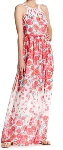 Eliza J Floral Halter Maxi Dress With Bow Closure At Neck, Sz. 12 - Picture 1 of 13