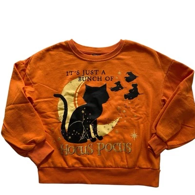 Disney’s Hocus Pocus Halloween Theme Cat Lover Printed Sweatshirt Sz Medium 7/8 - Image 1 of 4
