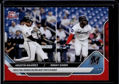 2025 Topps Now #96 Agustin Ramirez / Ronny Simon Red Foil #d /5 - Image 1 of 2