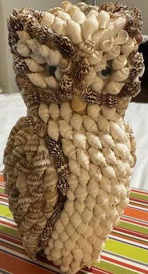 VTG Owl Sea Shell Encrusted Folk Art Sculpture Figurine 6.5” READ - Image 1 of 4