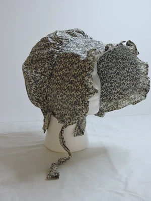 Auténtico gorro de pradera Calico gris y marfil para mujer con correas de corbata Foto 1 de 4