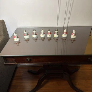 Seltene Lenox Schlittenfahrt ? 8er Set Schneemann Serviettenringe aus Metall. - Bild 1 von 6