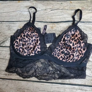 Victoria's Secret Bralette schwarz Spitze Animalprint sehr sexy Größe Medium neu ohne Etikett  - Bild 1 von 6