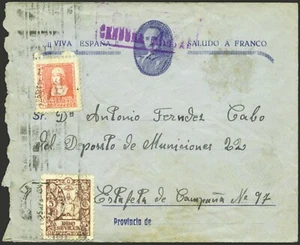 Spain - Civil War - Local - Edi or 857 + Local - Patriotic Stamp Envelope - Picture 1 of 1