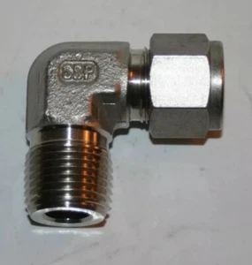  1/2" Tube x 1/2" MNPT  Elbow Fitting 316s SSP Duolok ISSD8ME8 - Picture 1 of 4