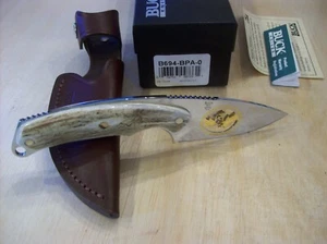 CUSTOM BUCK KNIFE 694 STAG GOLD PLATED BATTLING BUCKS CUTOUT BLADE NOS 2004 /HTF - Picture 1 of 10