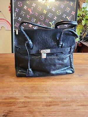 Cleo and Patek Paris Womens Black Leather ShoulderBag Purse Handbag Pattern  - Image 1 of 4