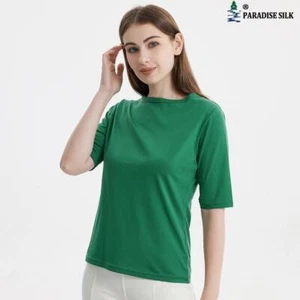 Silk/Cotton Knitted Base Top Women Summer Short-sleeved T-shirt Loose Tee Fla... - Picture 1 of 11