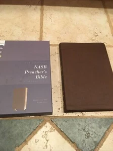 1995 NASB PREACHER'S BIBLE DURABLE LAY FLAT BROWN COVER LARGE PRINT 10 POINT - Picture 1 of 12