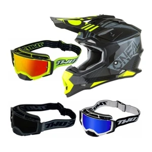 Motocross Helm mit Brille Oneal 2Series Rush Crosshelm schwarz gelb TWO-X MX - Bild 1 von 48