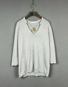 FABIANA FILIPPI Gray Cotton / Silk Designer Pullover Sweater Size XL / IT 48 - Picture 1 of 21