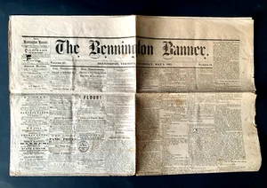THE BENNINGTON BANNER NEWSPAPER MAY 9, 1861 VOL 21 NO. 12 CIVIL WAR VT. REGIMENT - Foto 1 di 3