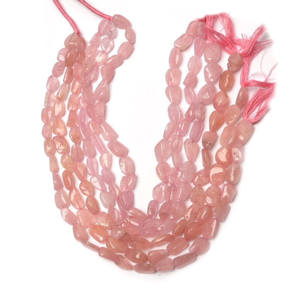 Natural Morganite Beads 13 Inch Strand 6x10-11x16 MM Beads Smooth Nugget Shape - Image 1 of 4