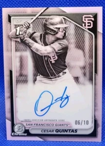 2024 Bowman Chrome Cesar Quintas 1st Pearl Refractor Auto 6/10 CPA-CQ - Picture 1 of 2