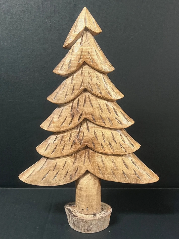 CARVED WOOD PAPER MACHE MOLD/SCULPTURE OF CHRISTMAS TREE #C173 - Image 1 of 4