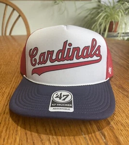 St Louis Cardinals Trucker Hat New Era Foam Snapback Script White Red Cap New - Picture 1 of 5