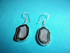 VERY NICE CHARLES ALBERT STERLING SILVER GEODE DROP/DANGLE EARRINGS - Picture 1 of 6