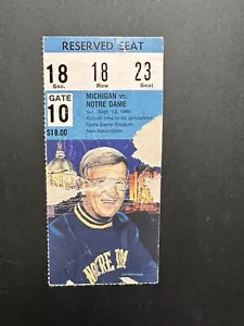 Lou Holtz Notre Dame Coaching Debut - Ticket Stub 1986  Michigan Football NCAA - Picture 1 of 2