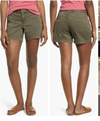 Caslon Womens Chino Shorts Size 2 Green 9” Inseam Flat Front Mid Rise Pockets - Image 1 of 4