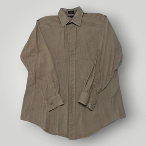 Camisa de vestir Marconi Le Collezioni para hombre 16 marrón beige tejido de canasta 100 % algodón - Imagen 1 de 10