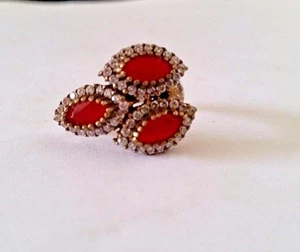 TURKISH VICTORIAN STYLE RUBY, WHITE TOPAZ RING SIZE 8.5 - Picture 1 of 1