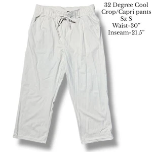 32 Degrees Cool Crop Capri Bone Pants Lightweight Drawstring Activewear Sz S - Picture 1 of 11