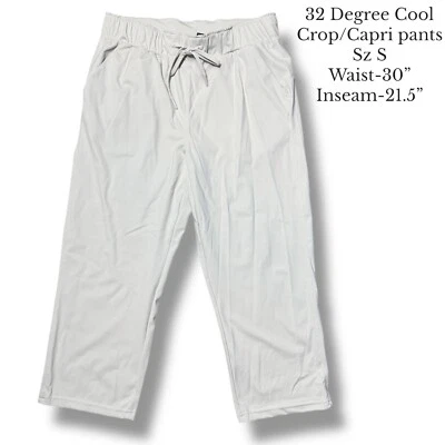 Pantalones Capri 32 Degrees Cool Crop Hueso Ligeros Cordón Ropa Activa Talla S Foto 1 de 4