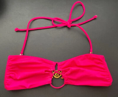 Top de natación bikini bandeau rosa caliente Victoria's Secret talla pequeña *sin relleno Foto 1 de 4