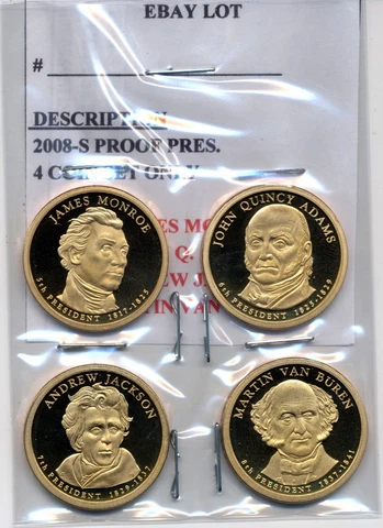 2008 PROOF PRESIDENTIAL DOLLAR SET, COINS ONLY, REMOVED FROM MINT HOLDER Cover
