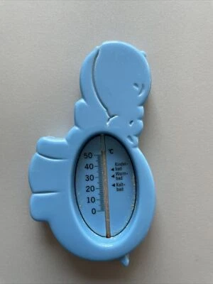 BABYLOVE VON DM BADETHERMOMETER BABY KINDER BADE THERMOMETER BLAU NILPFERD - Bild 1 von 4