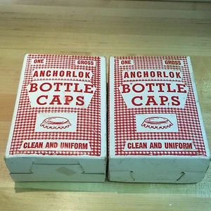 VINTAGE ANCHORLOK GOLD TONE METAL BOTTLE CAPS (2 Boxes) - Picture 1 of 6