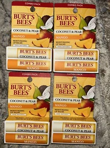 Burts Bees Moisturizing Lip Balm Coconut Pear Mango Natural 2 pack Lot Of 4 Pack - Picture 1 of 2