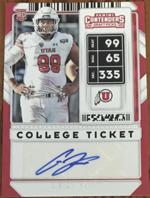 2020 Panini Contenders Draft Picks Rookie Autograph Leki Fotu #292 Utah Utes - Image 1 of 2